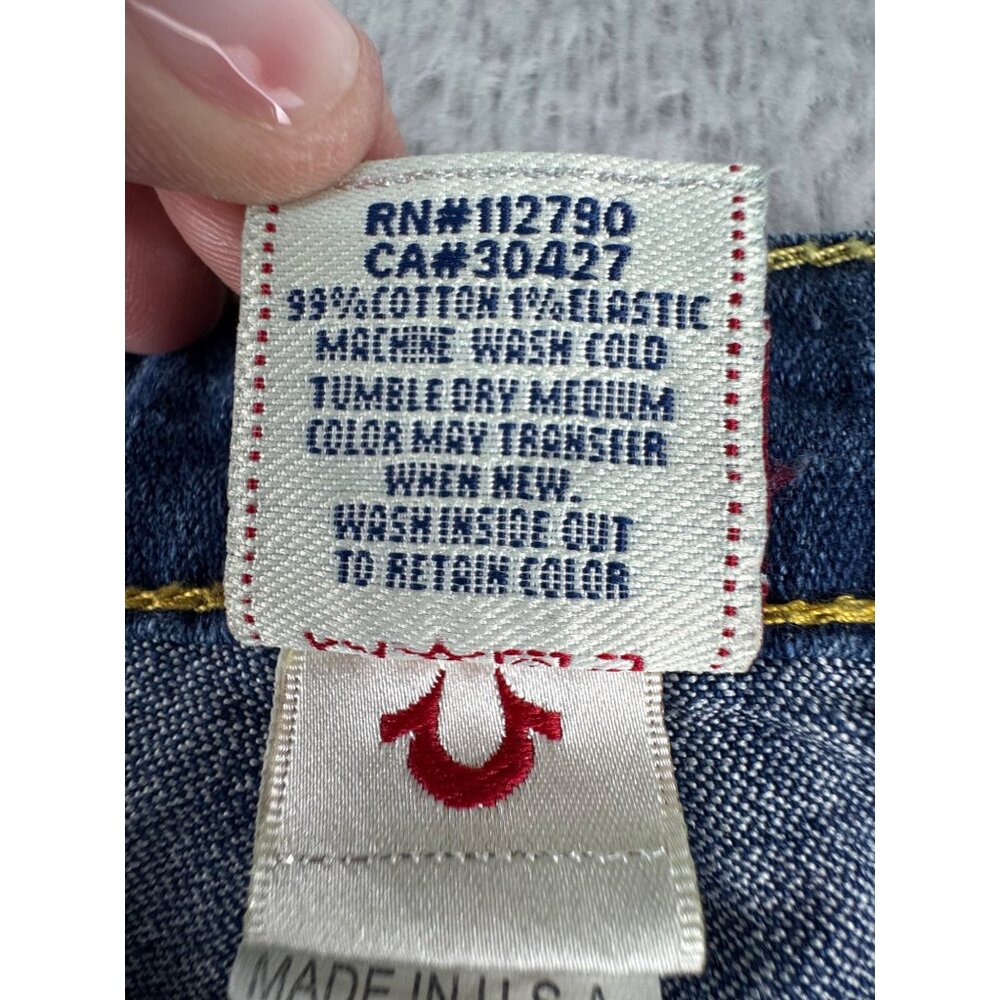 True Religion Billy Super T Womens 29 Jeans USA Blue Denim Orange Stitch NWOT - Picture 6 of 16